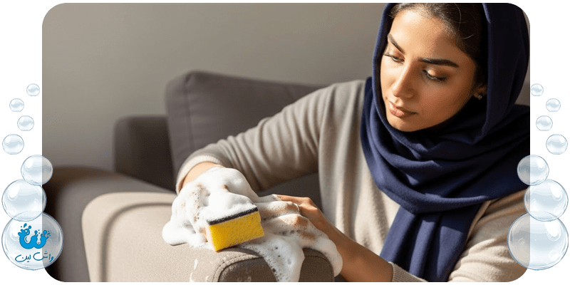 شستشوی مبل با کف و اسفنج بدون خیس کردن فوم