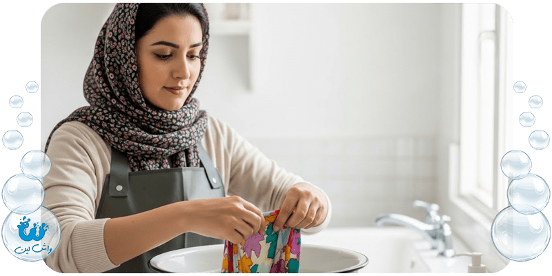 اصول شستشوی لباس راهنمای کامل نمادها و تفکیک رنگ‌ها