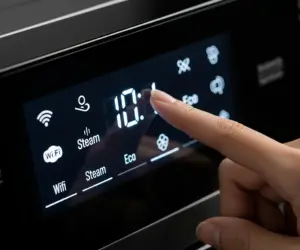 کلوزآپ پنل دیجیتال یک ماشین لباسشویی هوشمند