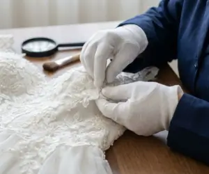 خشکشویی لباس عروس تضمین سلامت سنگ‌دوزی و پارچه