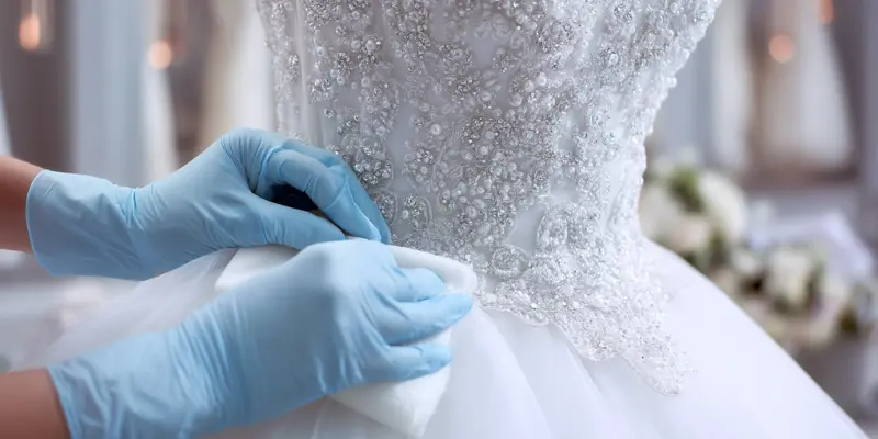 سفید شویی لباس عروس در واش لین