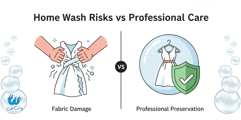 شستشوی لباس عروس در خانه