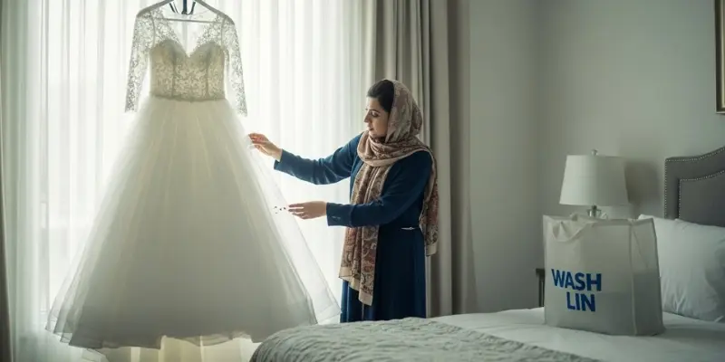 شستشوی لباس عروس در خانه