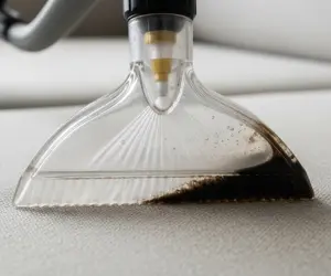 تصویر کلوزآپ از دستگاه مبل شویی در حال کار