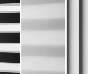 تصویر ماکرو و مقایسه‌ای از بافت پارچه پرده زبرا، پرده شید و پرده لوردراپه.