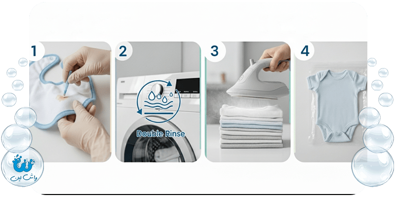 خشکشویی آنلاین لباس‌های نوزاد در فرشته: لطافت و پاکیزگی با واش‌لین