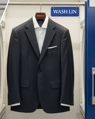 تصویر مقایسهای یک کت و شلوار آسیبدیده پس از شستشوی خانگی خدمات تخصصی شستشوی کت و شلوار + راهنما و ۵ اشتباه ویرانگر خانگی