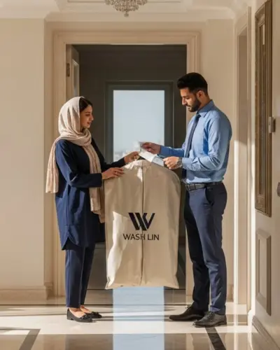 تحویل درب منزل لباسهای خشکشویی توسط واشلین در مناطق لوکس شمال تهران بهترین خشکشویی آنلاین در شمال تهران | تحویل فوری + تضمین کیفیت