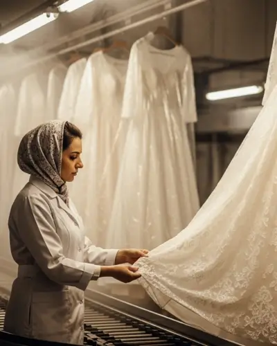 خشکشویی فوری لباس عروس در تهران | لکه‌بری تخصصی + تحویل ویژه