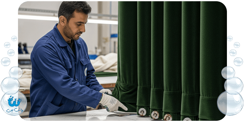 بررسی سلامت پرده‌های مخمل و سرب‌های پایین پرده در خشکشویی واش لین