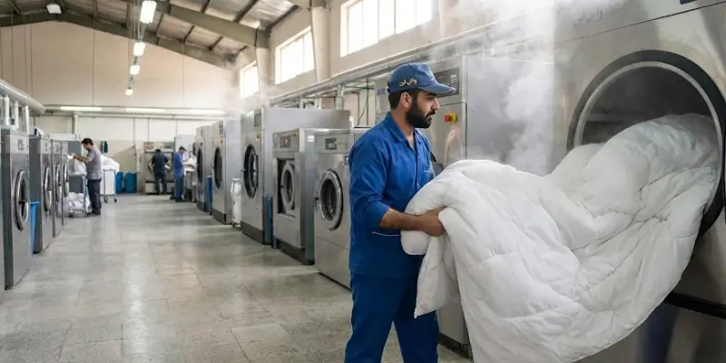 خشکشویی صنعتی و بهداشتی پتو و ملحفه با دستگاههای پیشرفته واش لی پتو و ملحفه در تهران؛ شستشوی بهداشتی + تحویل رایگان (مناطق ۱-۸)